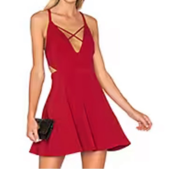 NBD x Naven Twins Open Eyes Fit and Flare Merlot Mini Dress Small Revolve NEW - Picture 2 of 10